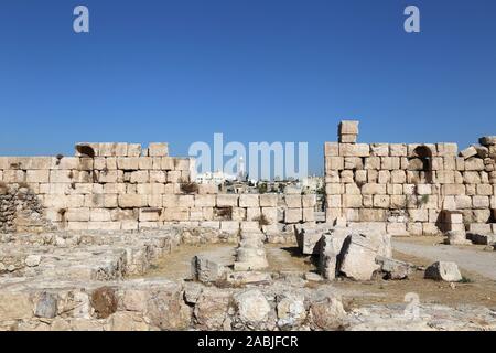 Residential area, Umayyad Palace, Citadel, Ali Ben Al Hussein Street, Jabal Al Qalah, Amman, Jordan, Middle East Stock Photo