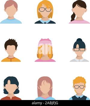 Isolated men and women heads set vector design Stock Vector