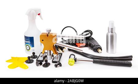 Paintless Dent Repair PDR Repair Tools on a white background Stock Photo