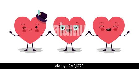 Happy valentines heart cartoons vector design Stock Vector