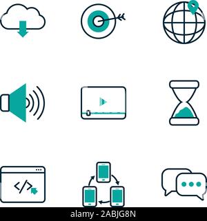 Digital and technology icon set vector design Stock Vector