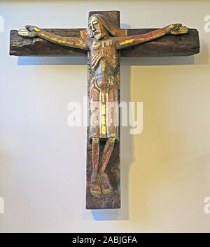 heavily stylised modern crucifix,St Philips cathedral, Colmore Row, Birmingham B3 2QB,Church of England, Anglican, Stock Photo