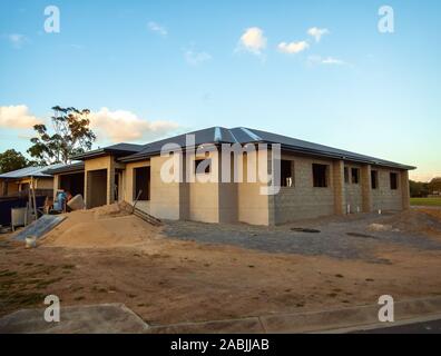 A suburban home under construction in a new town subdivision Stock Photo
