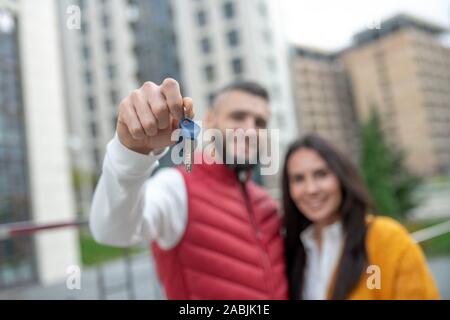 Selective focus of keys from a new house Stock Photo