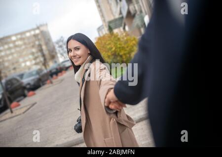 Joyful nice woman enjoying time with her husband Stock Photo