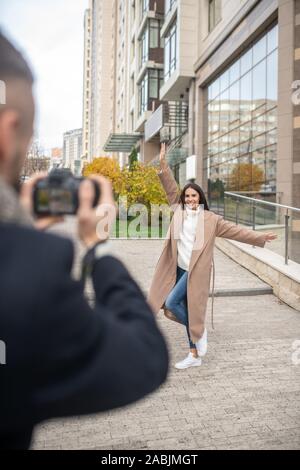 Beautiful pretty woman posing for a photo Stock Photo