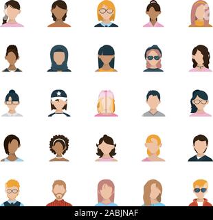 Isolated men and women heads set vector design Stock Vector