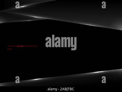 Abstract template black geometric triangle overlap layer with light on dark background space for your text. Technology style. Vector illustration Stock Vector