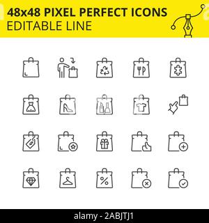 Scaled Icons for Use in Sales for Web, Mobile and other Marketplace which includes Clothes, Shoes, Cosmetics, Jewelry etc. Pixel Perfect Editable Set. Stock Vector