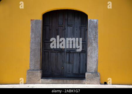 old doors with colorful walls Stock Photo