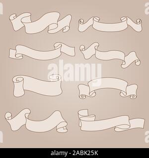 Parchment paper scrolls in vintage style Stock Vector
