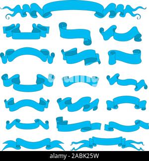 Ribbon banners. Blue icons set Stock Vector