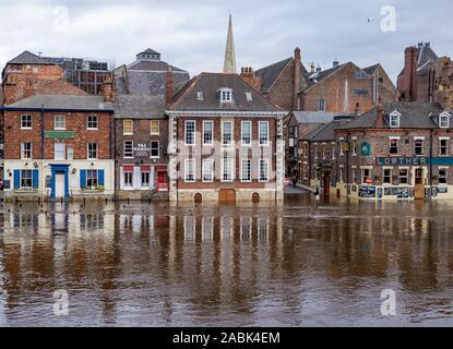 River Ouse bursted its banks due to heavy rainfall. View on King's Staith, York, Yorkshire, England, UK Stock Photo