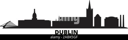 Irland, Dublin city skyline isolated vector illustration. Irland, Dublin travel cityscape with landmarks Stock Vector