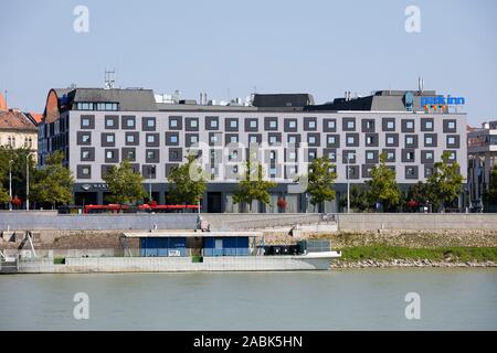 Hotel Park Inn at the Danube river, Bratislava, Slowakia, Europe, Stock Photo