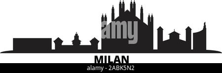 Italy, Milan City city skyline isolated vector illustration. Italy, Milan City travel cityscape with landmarks Stock Vector