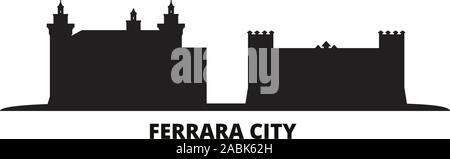Italy, Ferrara City city skyline isolated vector illustration. Italy, Ferrara City travel cityscape with landmarks Stock Vector