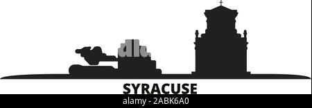 Italy, Syracuse City city skyline isolated vector illustration. Italy, Syracuse City travel cityscape with landmarks Stock Vector