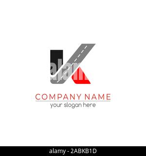 Letter K logo icon design template elements. Road, transport company. vector Stock Vector