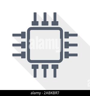 Flat design chip icon, computer concept illustration Stock Vector