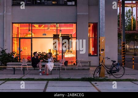 Eindhoven, The Netherlands, June 30th 2019. A view of the ice cream shop intelligencia in one of the old Philips factories on a sunny afternoon on the Stock Photo