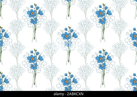 Seamless vector pattern flowers forget-me Stock Vector