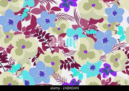 Floral  pansy, rose background vector illustration Stock Vector
