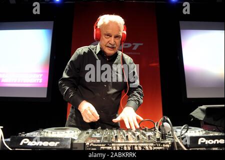 The Italian music producer and composer Giorgio Moroder plays at the FPT Industrial Event in the Technikum München. [automated translation] Stock Photo