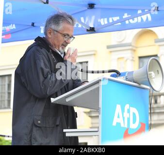 Bernhard Zimniok, candidate of the Alternative for Germany (AfD) in the European elections 2019, speaks at an election rally on Wittelsbacherplatz. [automated translation] Stock Photo