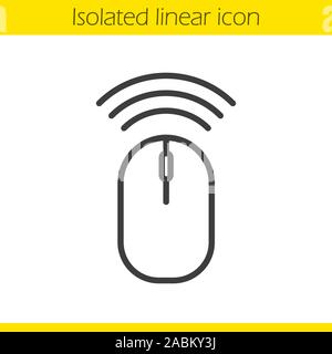 Wireless computer mouse linear icon. Thin line illustration. Contour symbol. Vector isolated outline drawing Stock Vector