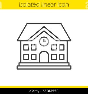 School building linear icon. Thin line illustration. University. Contour symbol. Vector isolated outline drawing Stock Vector