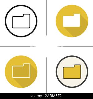 Folder icon. Flat design, linear and color styles. Isolated vector illustrations Stock Vector