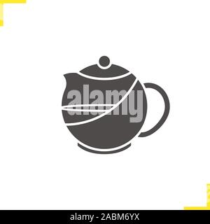 Brewing teapot icon. Drop shadow silhouette symbol. Negative space. Vector isolated illustration Stock Vector