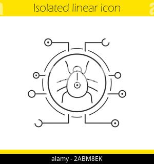 Computer virus linear icon. Thin line illustration. Contour symbol. Malware and spyware bug. Vector isolated outline drawing Stock Vector