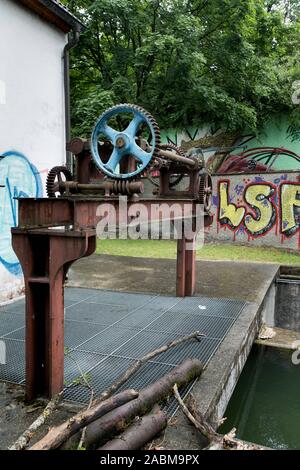 The old lock at the Bäckermühle hydroelectric power station in Munich. [automated translation] Stock Photo