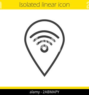 Map pinpoint with wifi signal inside linear icon. Thin line ...