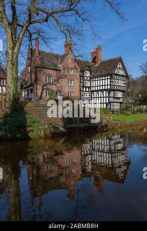 Tudor Building by the Bridgewater Canal in Worsley in Manchester in the United Kingdom. Stock Photo