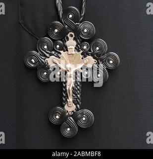 Leather cross in the Coptic Orthodox Church of St. Mina (formerly Loreto Church) on Josephsburgstrasse in Berg am Laim. [automated translation] Stock Photo