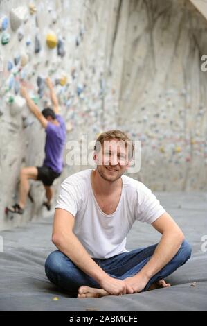 Matthias Ballweg, new first chairman of the Oberland section of the German Alpine Association (DAV), admitted to the climbing centre of the DAV in Thalkirchen. [automated translation] Stock Photo