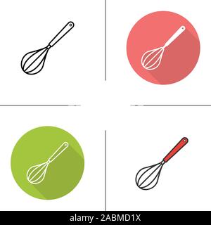 Egg beater icon. Flat design, linear and color styles. Whisk. Isolated vector illustrations Stock Vector