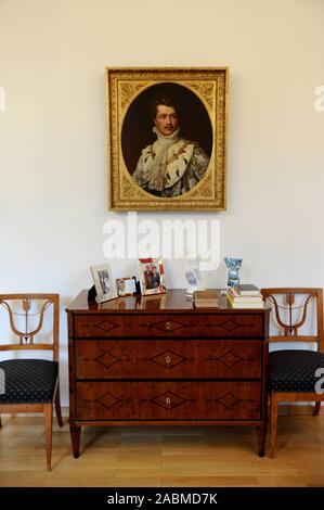 Office of Bernd Schreiber, President of the Bavarian Administration of State Palaces, Gardens and Lakes, in the south wing of Nymphenburg Palace in Munich. On the wall hangs a portrait of King Ludwig I. [automated translation] Stock Photo