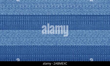 Blue colored striped coarse linen fabric texture closeup as a background. volumetric striped pattern Stock Photo