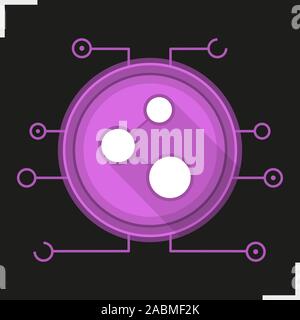 Network connection flat design long shadow icon. Cyber technology concept. Vector purple digital symbol Stock Vector