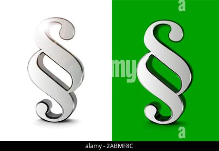 Paragraph symbols 3d vector illustration on white and green background Stock Vector