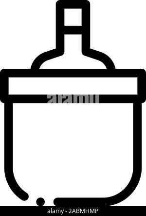 Drink Bottle in Cooling Bucket Icon Vector Outline Illustration Stock Vector