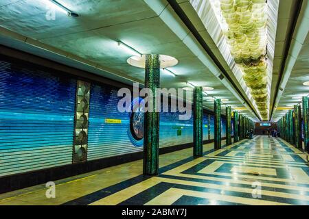 TASHKENT, UZBEKISTAN - APR 27, 2019: Interior of  Metro Station in Tashkent, Uzbekistan Stock Photo