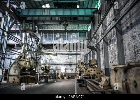 Industrial factory interior with heavy equipment and machinery Stock Photo