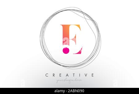Artistic E Letter Logo Design With Creative Circular Wire Frame around it Vector Illustration. Stock Vector