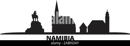 Namibia city skyline isolated vector illustration. Namibia travel cityscape with landmarks Stock Vector