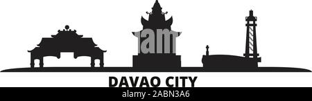 Philippines, Davao City city skyline isolated vector illustration. Philippines, Davao City travel cityscape with landmarks Stock Vector